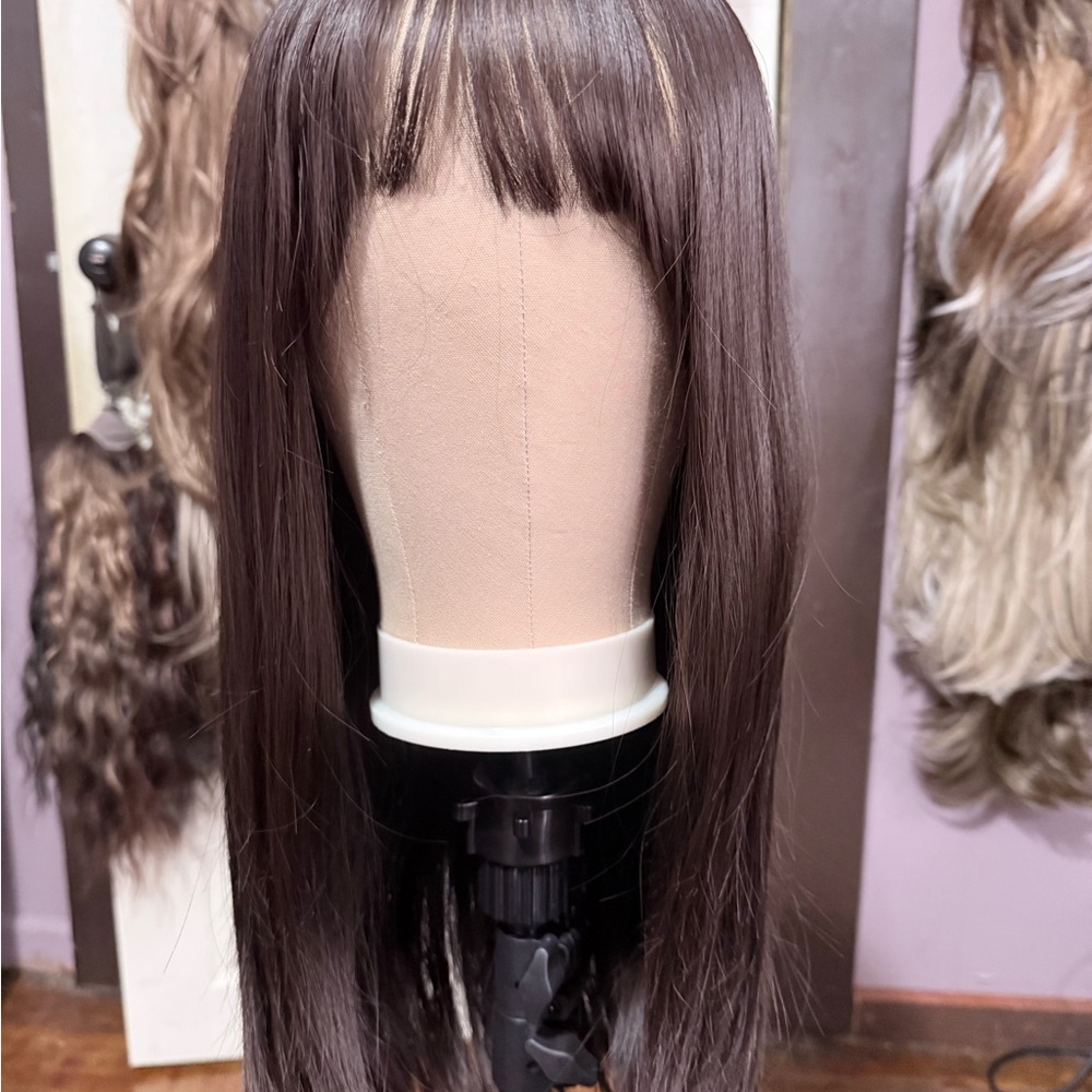 Brown Straight Women's Wig with Bangs